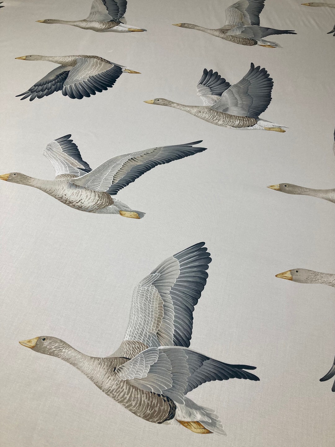 Sanderson Elysian Geese Silver / Chalk Designer Fabric Etsy