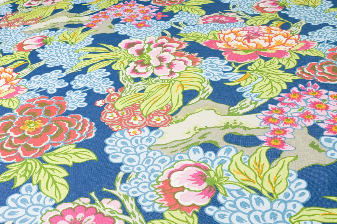 Thibaut Honshu Navy Fabric per Metre Etsy