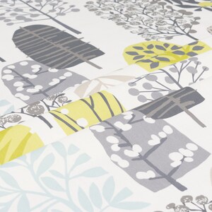 Clarke and Clarke - Studio G - Trad - Chartreuse / Charcoal - By the Metre Fabric - Stylised Scandinavian Inspired Leafy Tree Print