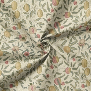 William Morris - Fruit - Ivory / Teal - Designer Fabric Buy Per Metre