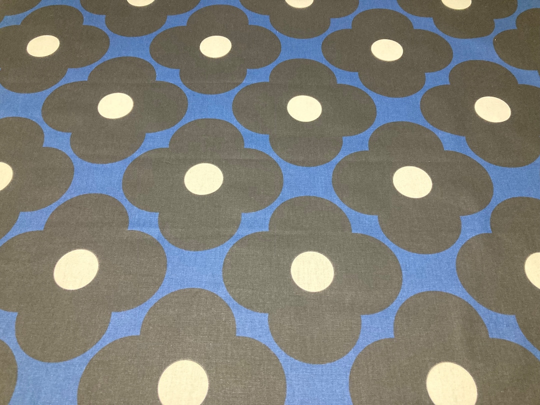 Orla Kiely Spot Flower Dark Marine Fabric Buy per Metre Retro 1970's