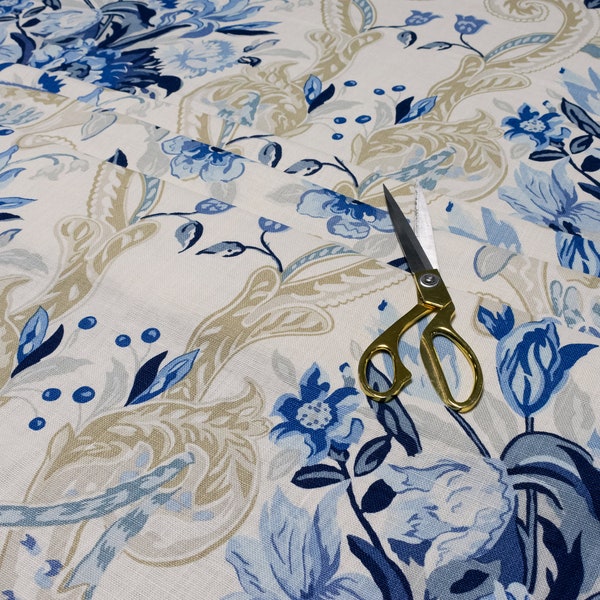 Schumacher - Aylesbury Vase - Delft - Romantic Antique Style Floral Fabric Per Metre