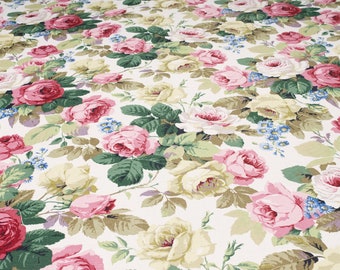 Sanderson - Chelsea - White / Pink - Designer Floral Fabric Per Metre