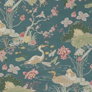 Lee Jofa - Luzon - Lagoon - Meterware - Mindora Kollektion - Florals & Vögel kaufen per Meter