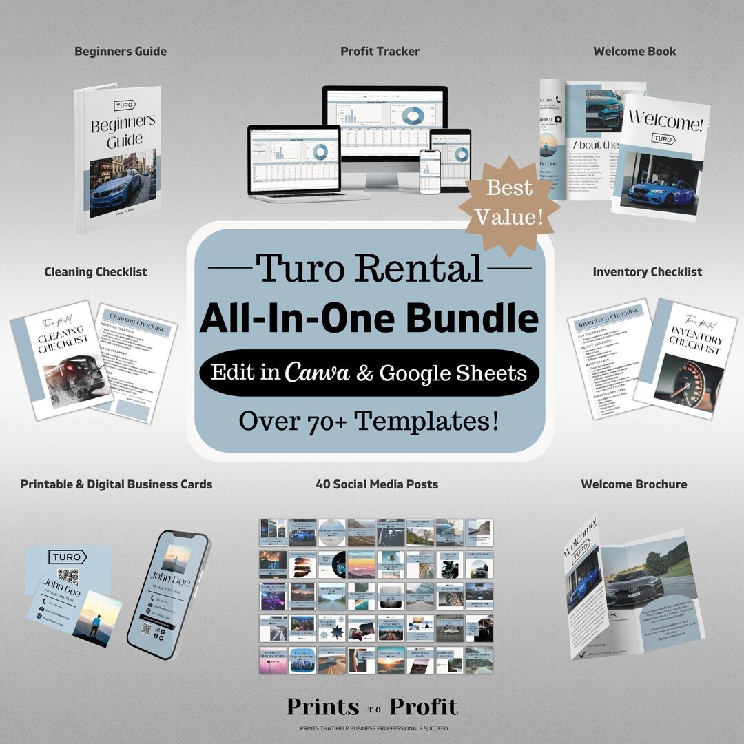 Turo All in One Bundle, Book, Profit Tracker, Guidebook