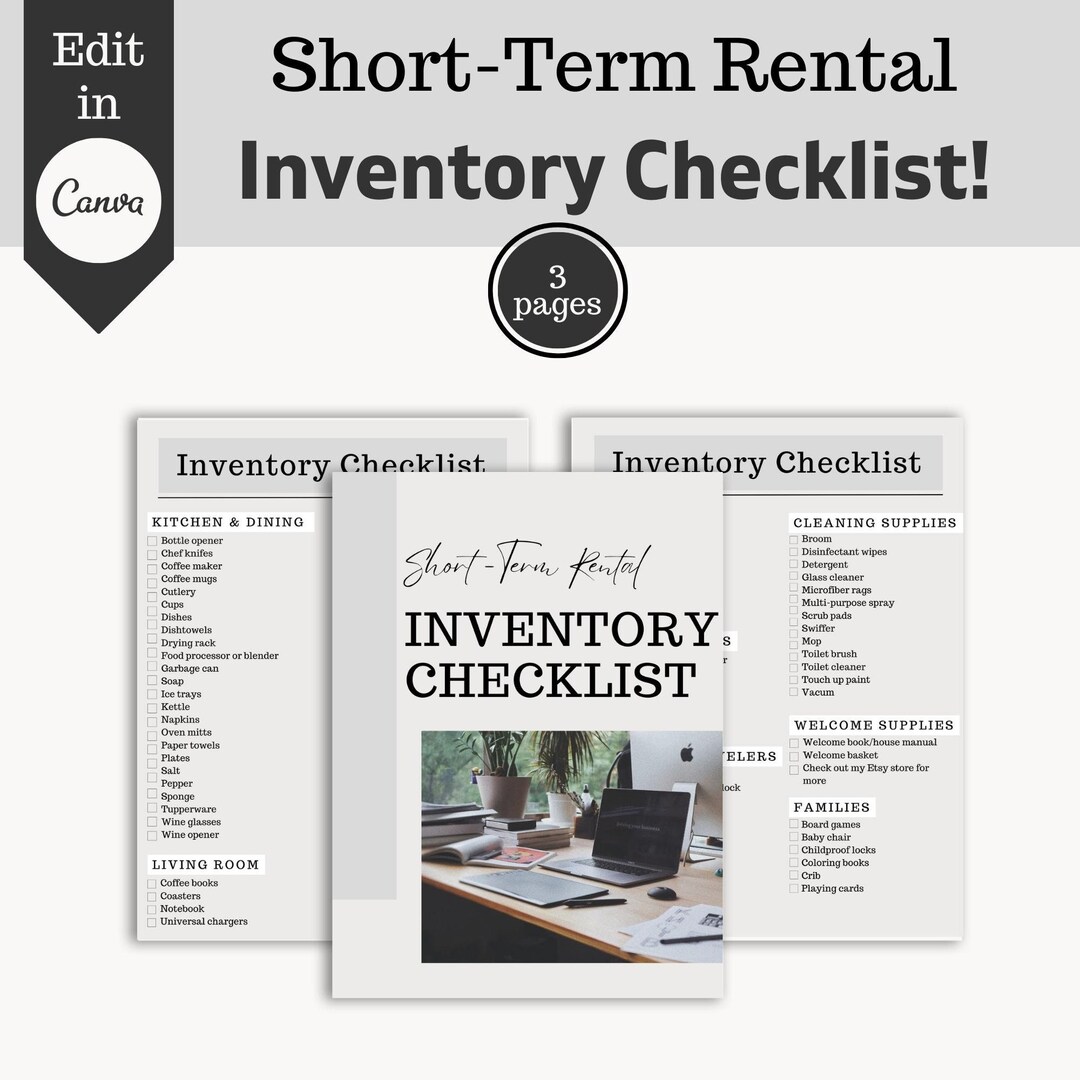 Airbnb Inventory Checklist, Vacation Rental Checklist, Stocking