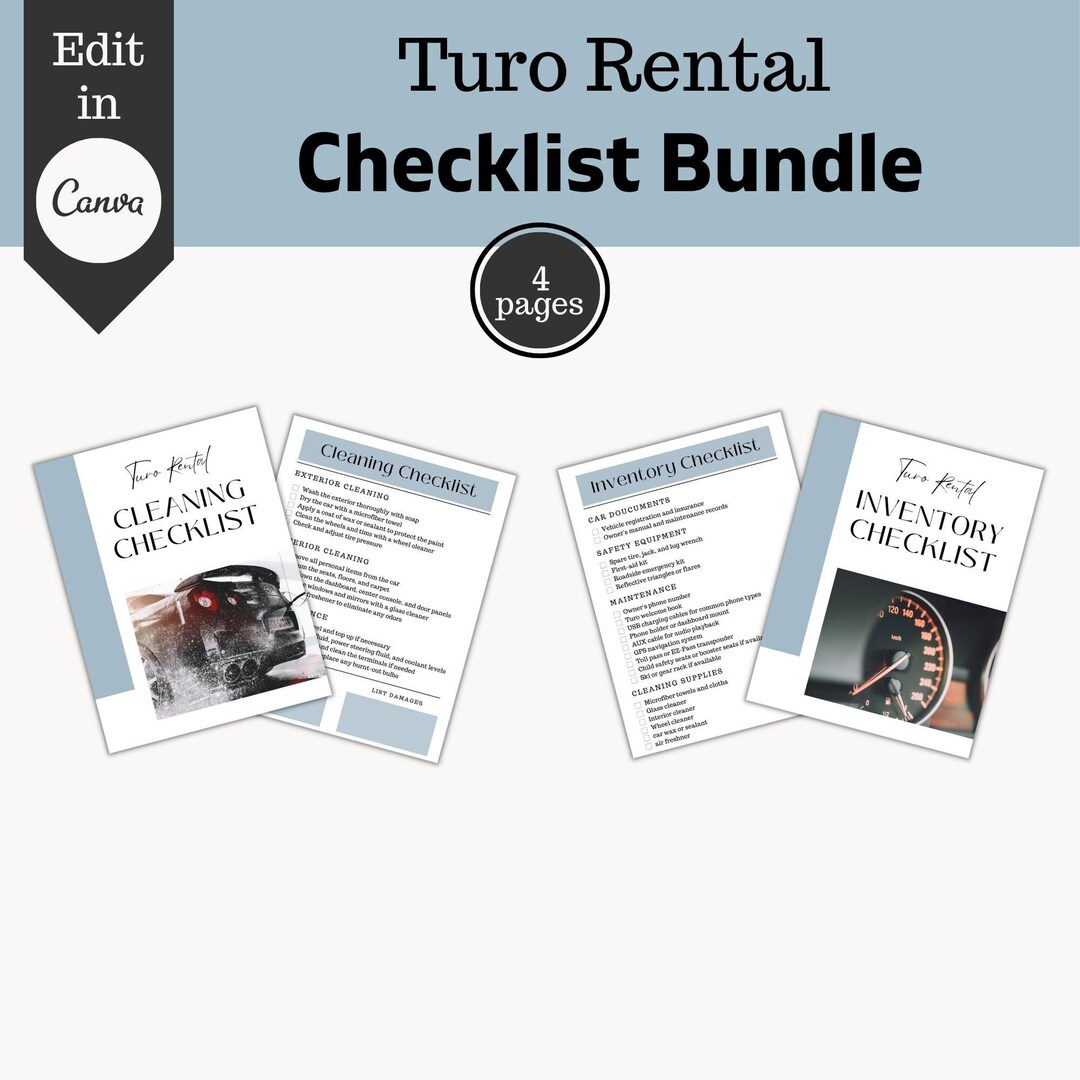 Turo Rental Checklist Bundle, Turo Cleaning Checklist, Turo Inventory