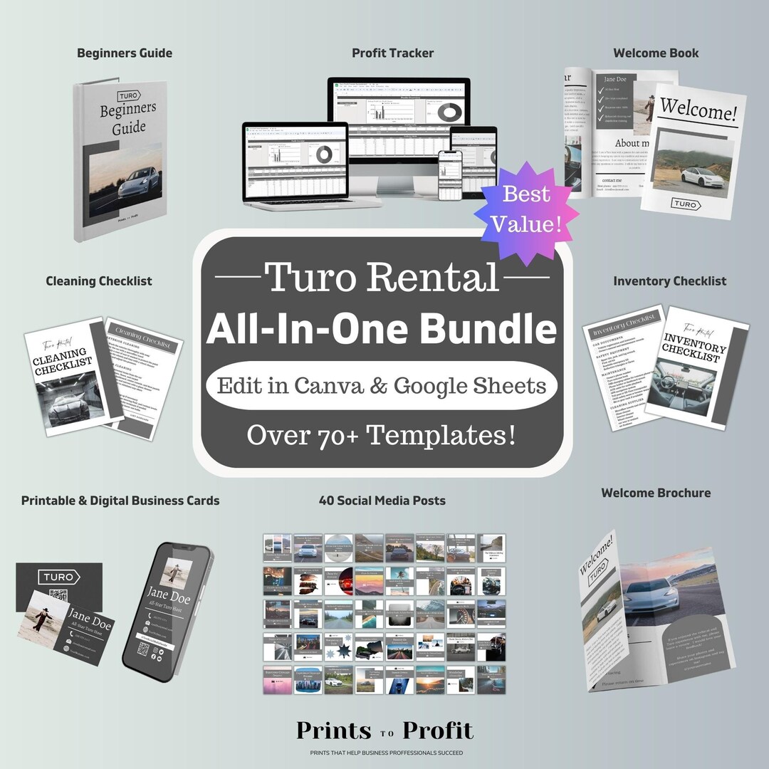 Turo All in One Bundle, Book, Profit Tracker, Guidebook