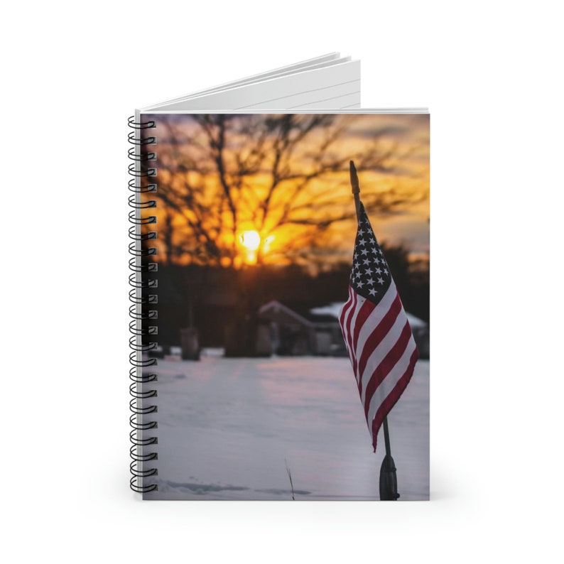 American Flag Sunset Spiral Notebook Ruled Line - Etsy