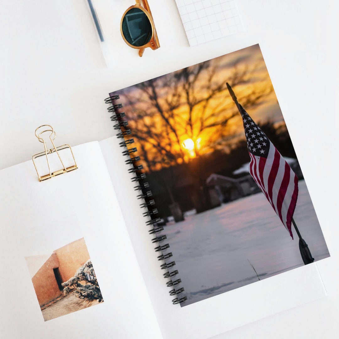 American Flag Sunset Spiral Notebook Ruled Line - Etsy