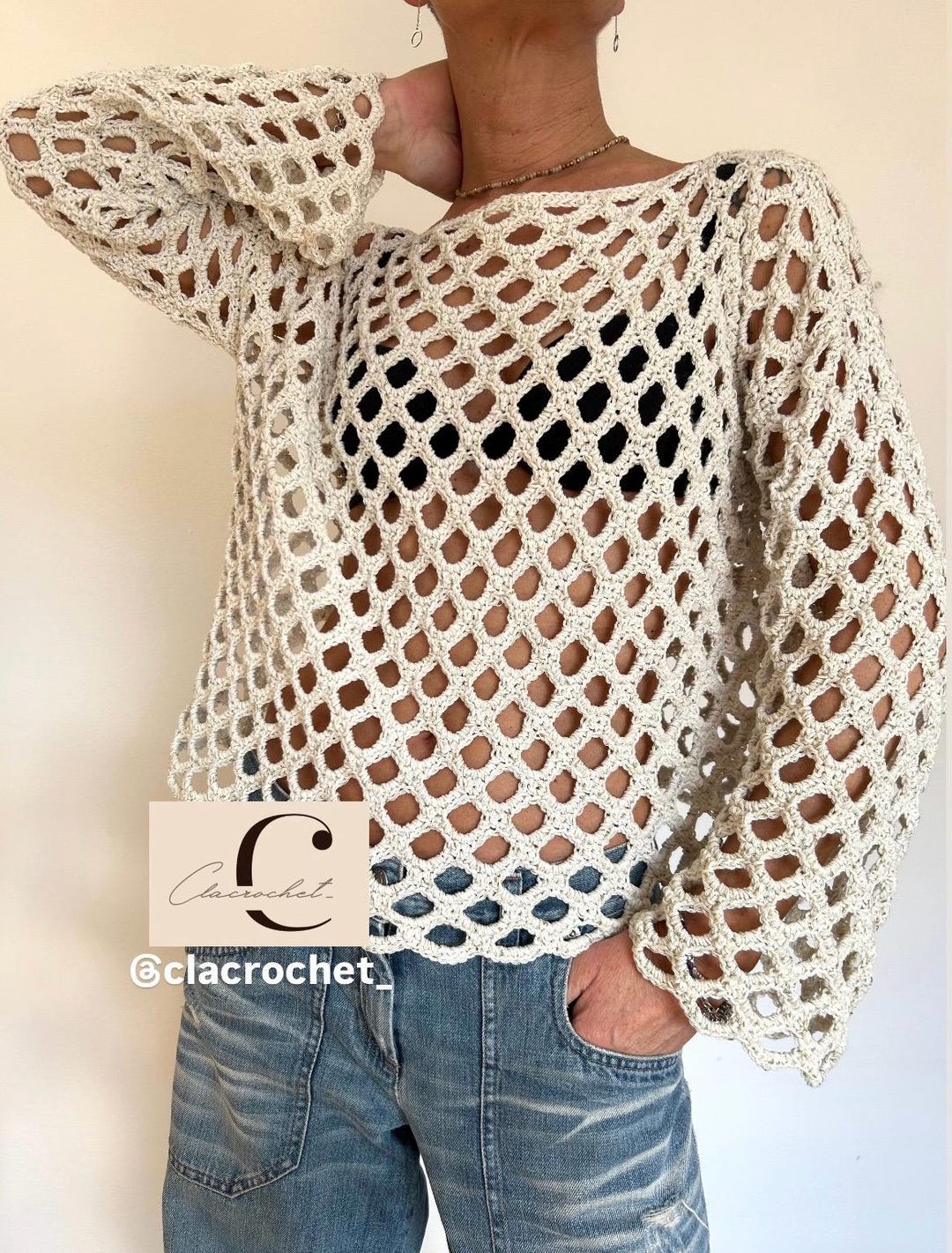 Openwork Top PDF Crochet Pattern + Videos Aura Top, Openwork Top, Mesh Top, Crochet ...