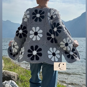 PDF Pattern VINTAGE CARDIGAN granny square, crochet cardigan, daisy cardigan, crochet cardigan pattern