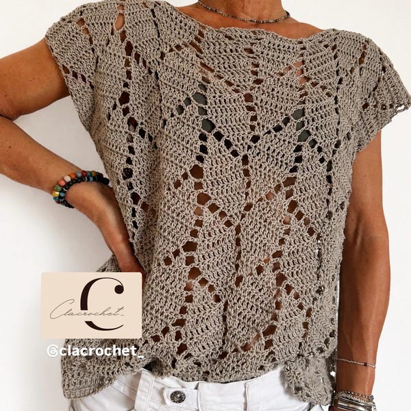 PDF Crochet Pattern + Videos Norah Top, Crochet Top Pattern, Lace Top, Instant Download