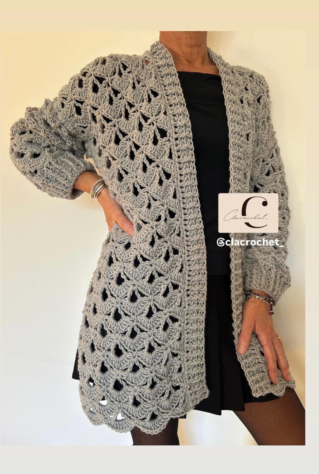 PDF Crochet Pattern + Videos Lace Vibe Cardigan, Crochet Cardigan