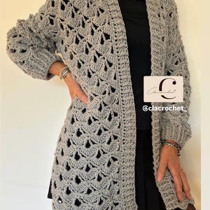 Patrón de ganchillo en PDF + vídeos Cárdigan Lace Vibe, cárdigan de ganchillo, cárdigan de mujer, cárdigan de ganchillo calado, cárdigan de encaje de ganchillo