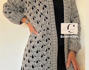 PDF crochet pattern + videos Lace Vibe Cardigan, crochet cardigan, women's cardigan, crochet openwork cardigan, crochet lace cardigan