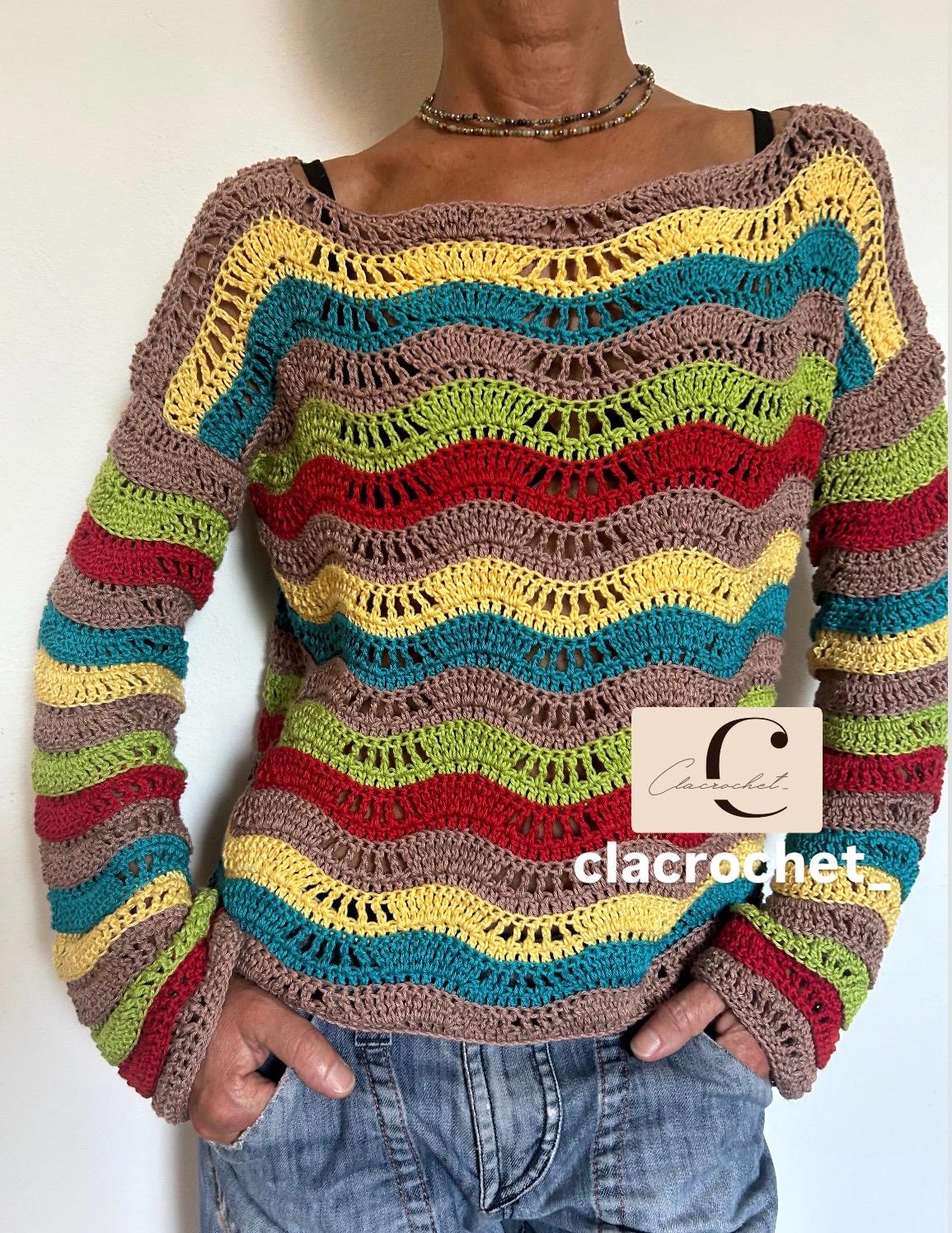Pull rayé multicolore - La Grenouille Tricote