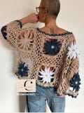 PDF crochet pattern with videos Dahlia Flowers Top, crochet flowers top, crochet top, crochet flower top, crochet openwork top