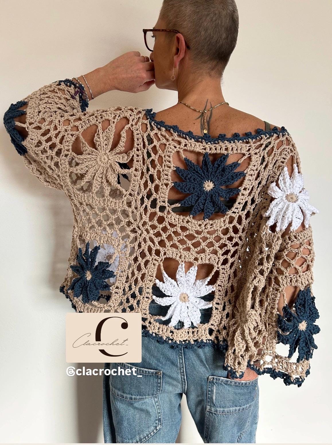 新品タグ付 CROCHET LIKE FLOWER LONG TOP ameri Ameri（アメリ）の「CROCHET LIKE FLOWER LONG TOP（カーディガン