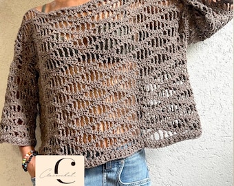 Häkelanleitung für ein Dune Mesh Top (PDF mit Schritt-für-Schritt-Videoanleitung) | Sommertop | Einfacher Netzpullover