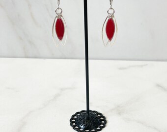 Ruby & Silver Layered Earrings