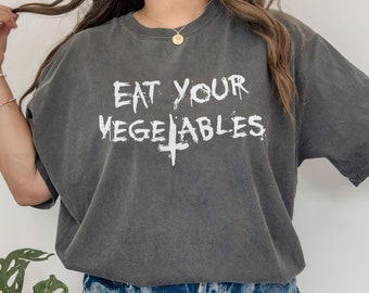 Satanisches Vegan Goth Shirt, Tierbefreiung satanische Kleidung, Essen Sie Ihr Gemüse Vegan Geschenk