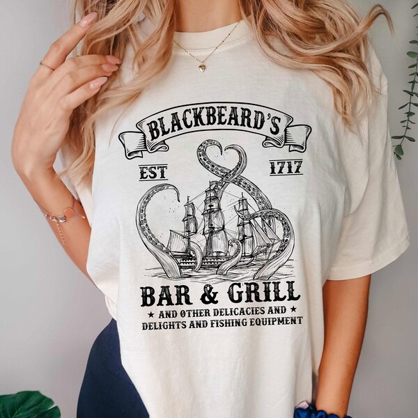 Black Beard's Bar and Grill, Our Flag Means Death Shirt, Gentleman Pirate Shirt, Vintage LGBT Shirt, Edward Teach Shirt