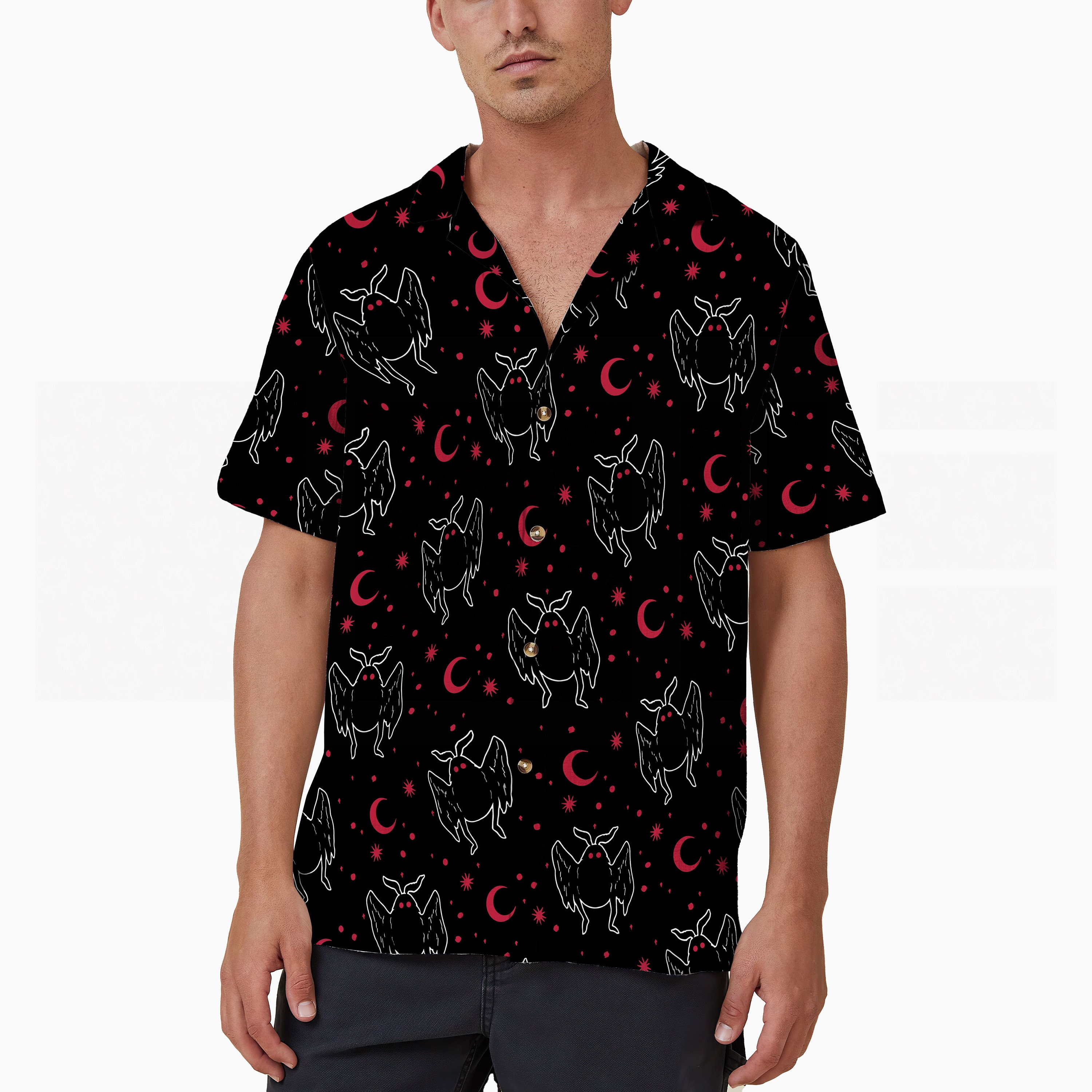 Mothman Hawaiian Shirt, Mythical Creature Hawaii Shirt, Mothman Monster, Mothman Gift