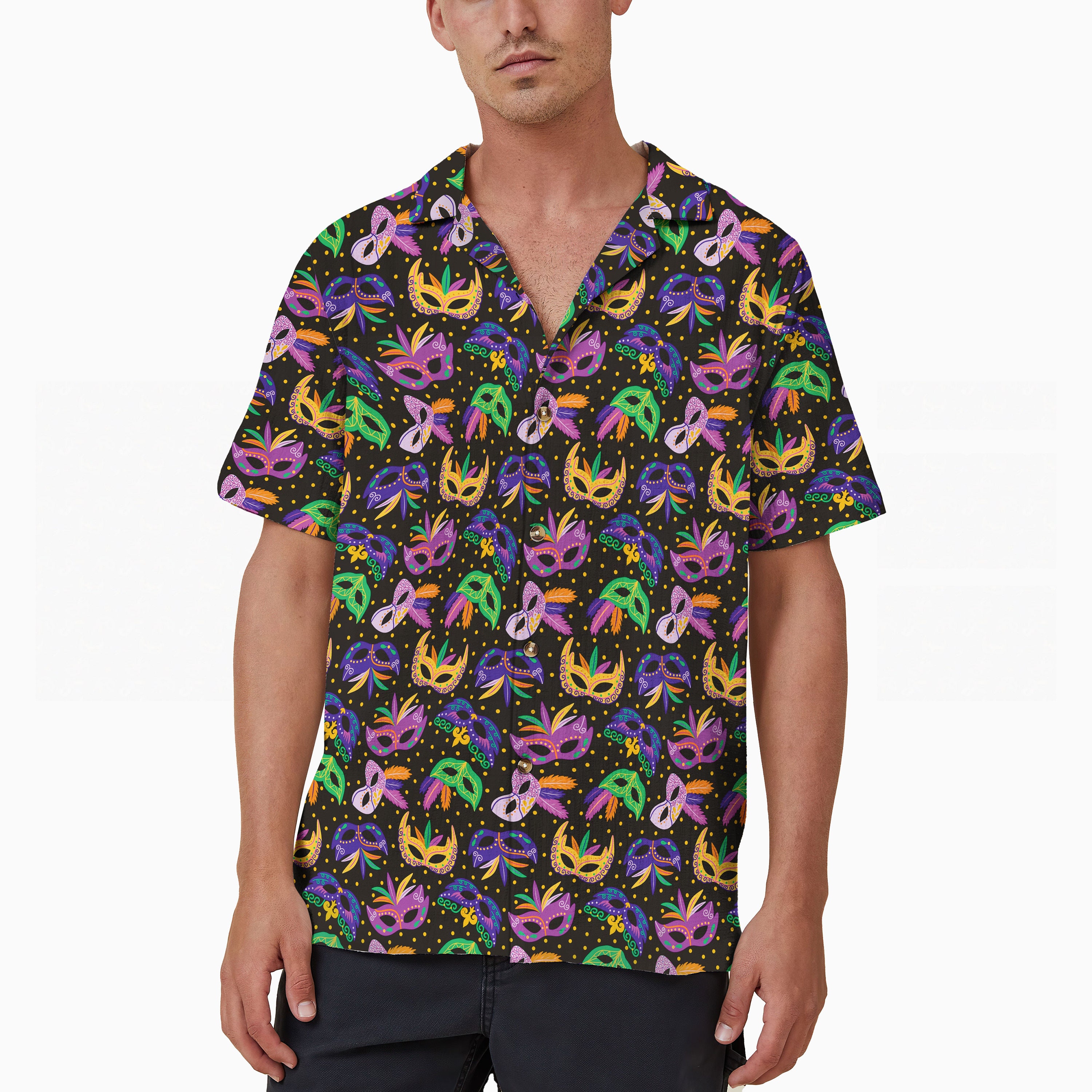 mardi gras button up shirt