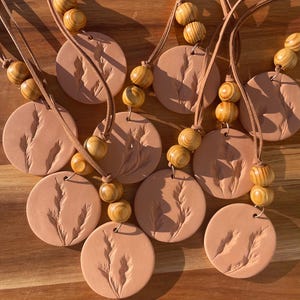 Terracotta Clay Pendant w/ Botanical Imprint (Essential Oil Diffuser)