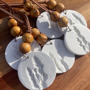 White Clay Pendant w/ Botanical Imprint (Essential Oil Diffuser)