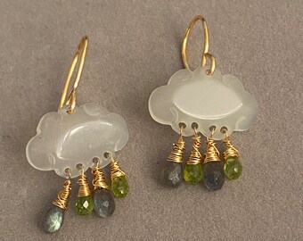 grey moonstone labradorite peridot drops teardrop earrings jade cloud artisan jewelry