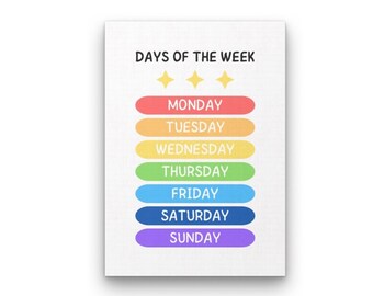 Days of the Week Educational Poster for Kids Classroom Visual Learning ...