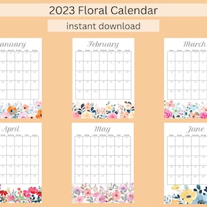 2023 floral calendar | yearly calendar printable | floral printable | minimalist calendar | organization | to do list