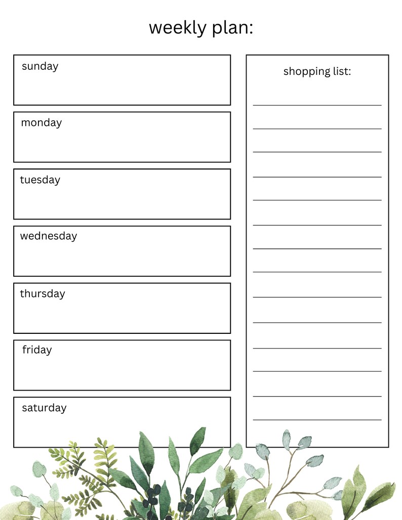Daily Planner Printable Greenery | Weekly Planner Printable | Floral ...