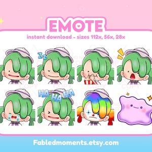 Emotepakket / Groen haar / Pokopia-emotes / Twitch / Discord/YouTube