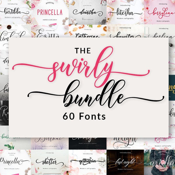 The Swirly Fonts Bundle - 60 fonts