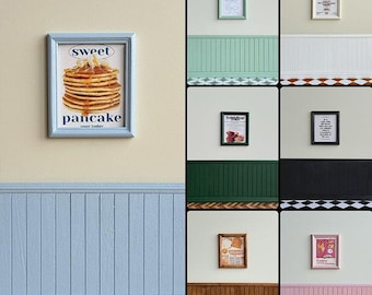 8 color wainscoting，baseboard，chair rail for dollhouse,Dollhouse Wainscoting Wall Panels