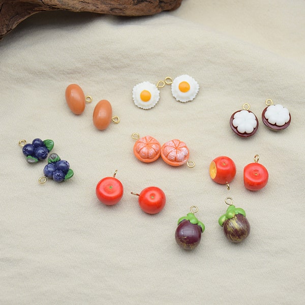 2pcs Resin Fruit Charms Blueberries jewelry Plastic Fruit Pendant Resin Charm DIY bracelet necklace earring Jewelry Findings Craft Supplies.