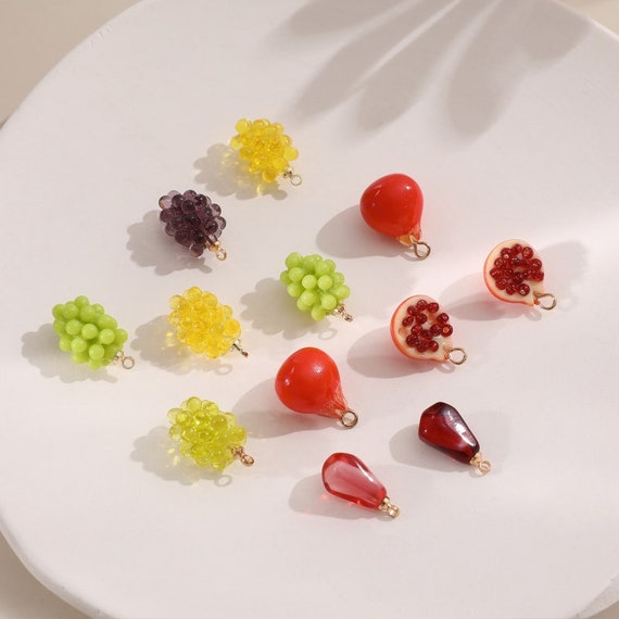 10pcs Resin Fruit Charms Grape Jewelry Plastic Fruit Pendant Resin