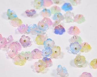 Perline a forma di fiore piccolo avvolte in filo, componenti per gioielli, componenti di pietre preziose, connettori per orecchini, perline pendenti di perle, gioielli fai da te fatti a mano 10/50 pezzi