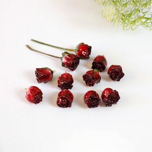 2pcs Real Red Rosebud Flower Charms Resin Flower Pendant Real Flower jewelry necklace earring accessories Natural Handmade Jewelry Supplies