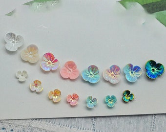 20pcs Flower Beads. AB color acrylic flower beads. 3 petal plastic flower beads. pastel flower bead cap. jewelry accessory supply