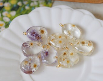 2PCS Daisy Earrings-Dried Flower Jewelry-DIY Jewelry Findings- Handmade DIY Jewelry -Necklace Pendant-Floral Pendant -Gifts for plant lovers