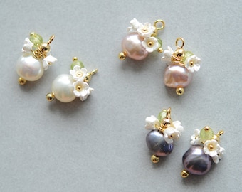 2 ciondoli di perle, creazione di orecchini, gioielli da sposa, orecchini da sposa, accessori da sposa, orecchini fai da te, gioielli fatti a mano