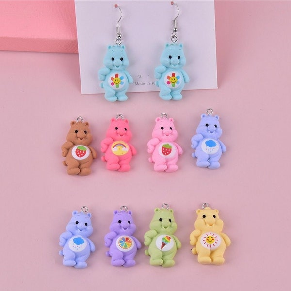 10 pièces mignon ours charme dessin animé résine 3D dessin animé mignon ours pendentif à breloques pour la fabrication de bijoux à bricoler soi-même bracelets collier boucle d'oreille 34*18 MM