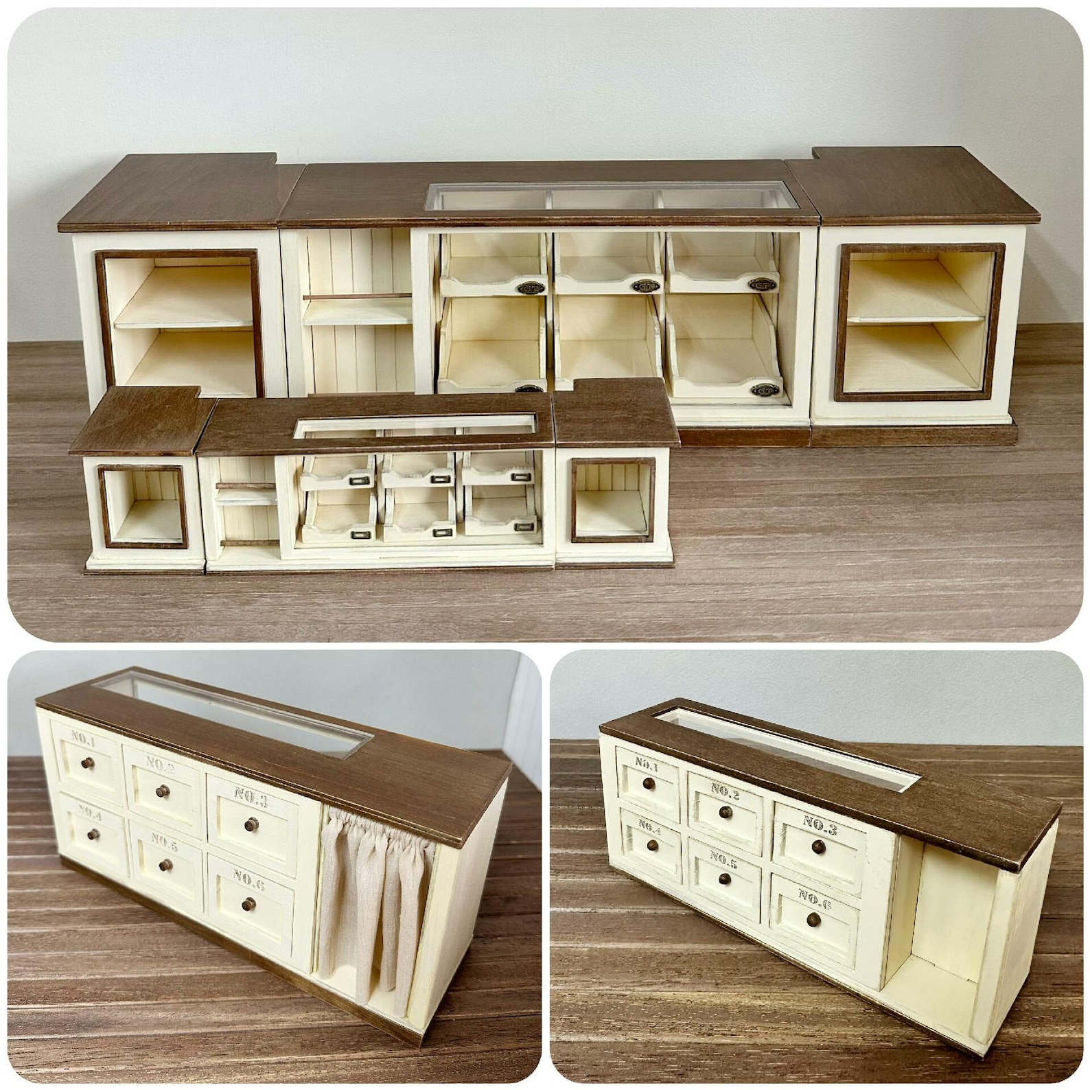 Unassembled Display Unit 1/6 1/12 Scale Double-sided Cabinet DIY Kit - Mini Kitchen Counter ...