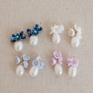 2pcs Baroque Pearls with small flowers, freshwater pearl charms, Baroque pearl charms, pearl earring,Real 14K Gold Plated