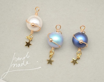 Rotating blue planet DIY earrings jewelry pendant