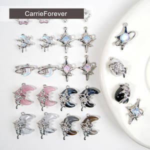 Silver-plated Galaxy Star Moon Sun Universe Themed Charms  , pendant diy handmade earrings necklace bracelet jewelry girl accessories